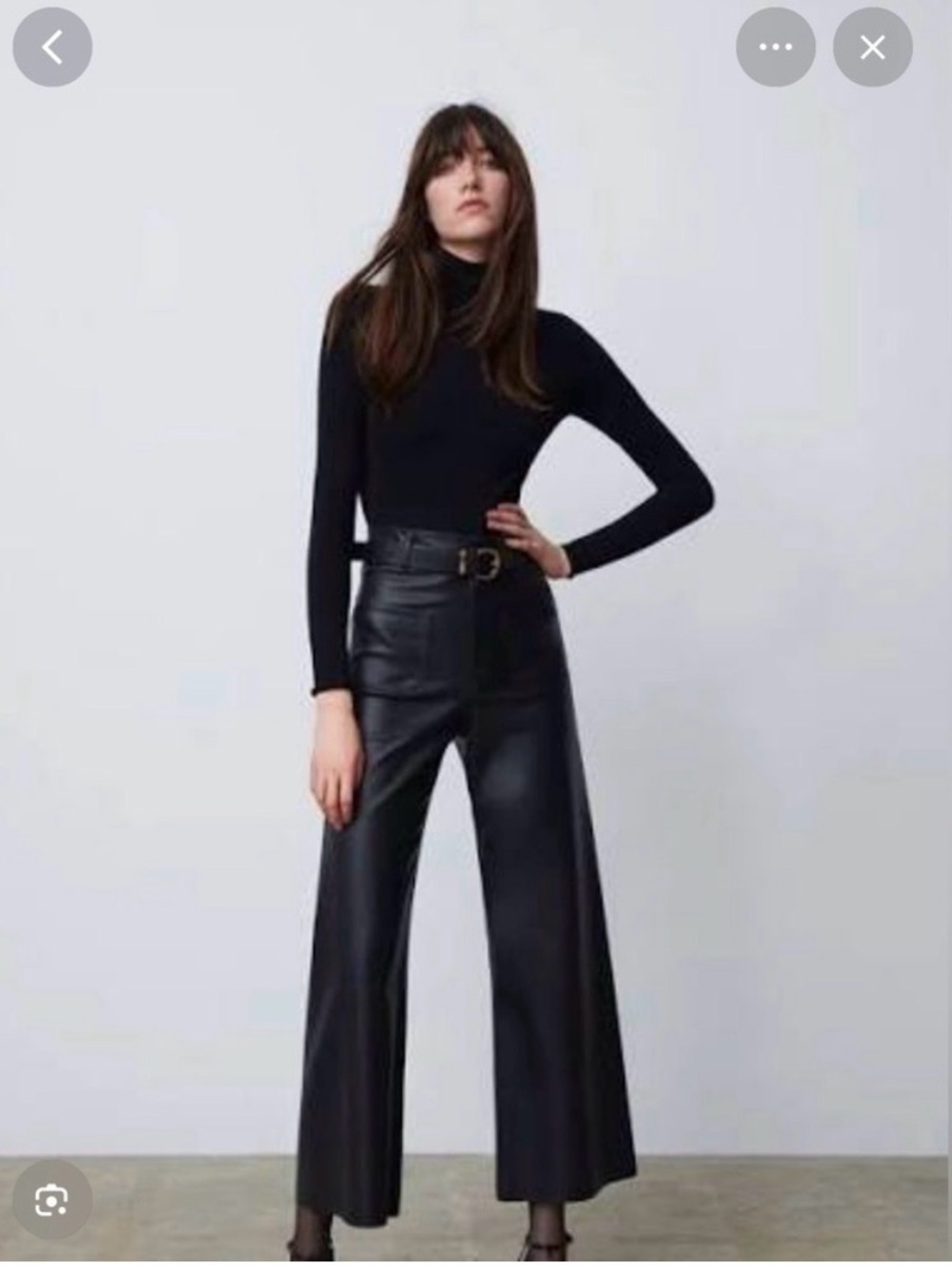 Zara Black High-Waist Wide-Leg Faux Leather Pants